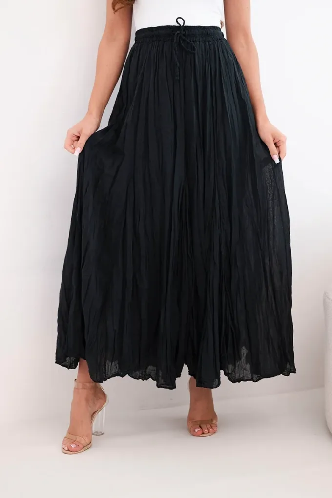 Spódnica damska maxi bawełniana z gumką w pasie czarna