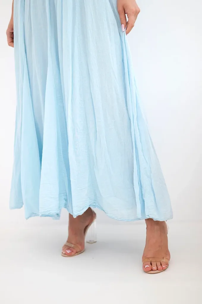 Spódnica damska maxi bawełniana z gumką w pasie niebieska