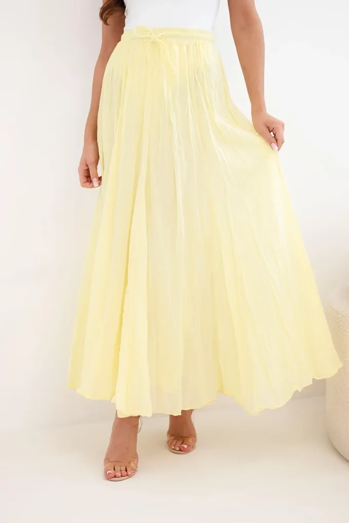 Spódnica damska maxi bawełniana z gumką w pasie żółta