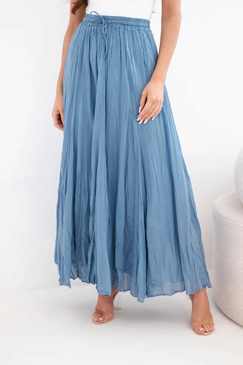 Spódnica damska maxi bawełniana z gumką w pasie jeansowa