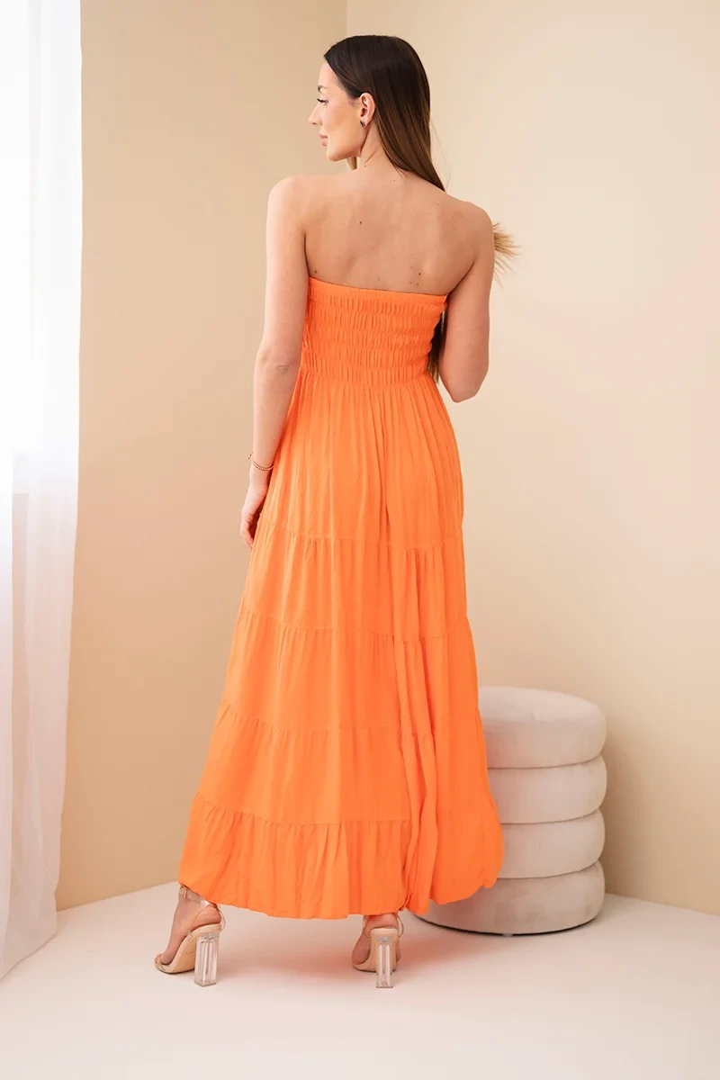 Sukienka damska wiskozowa z elastyczną górą pomarańczowa - obrazek 4