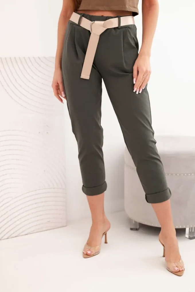 Spodnie Punto z paskiem khaki