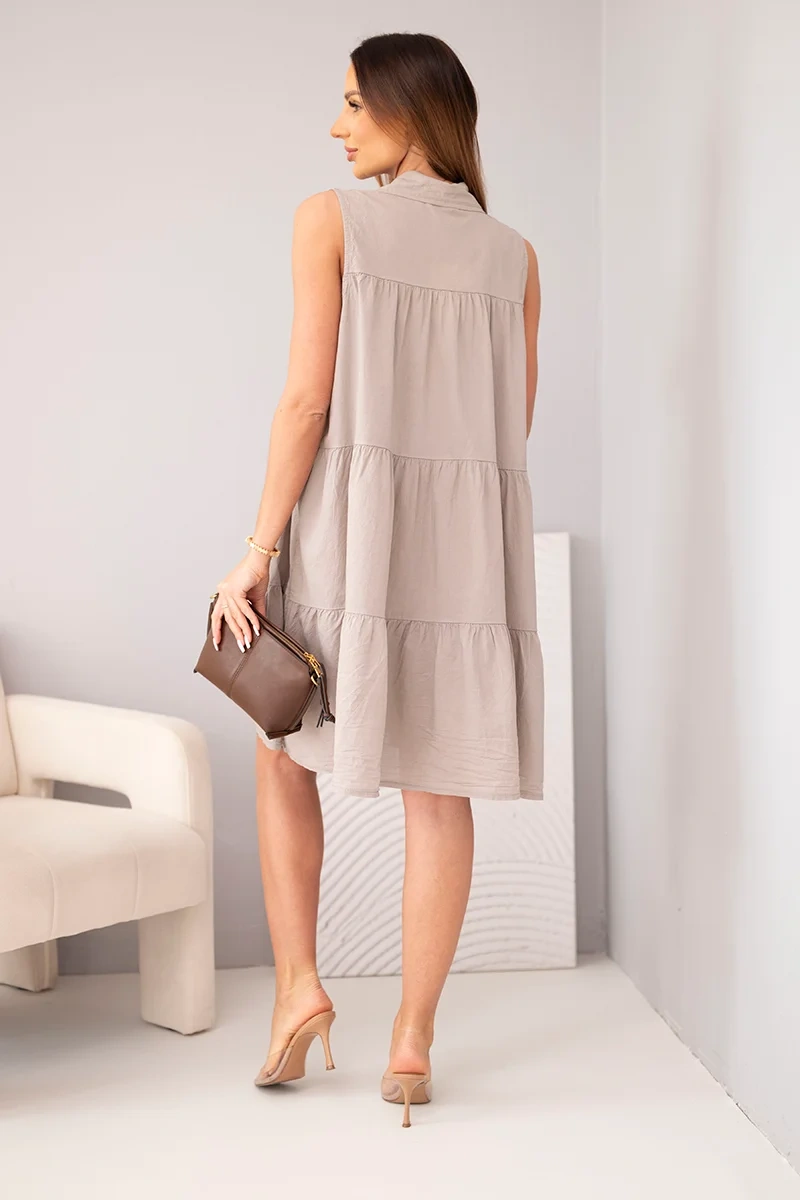 Sukienka damska bawełniana koszulowa bez rękawów z guzikami fango - obrazek 3