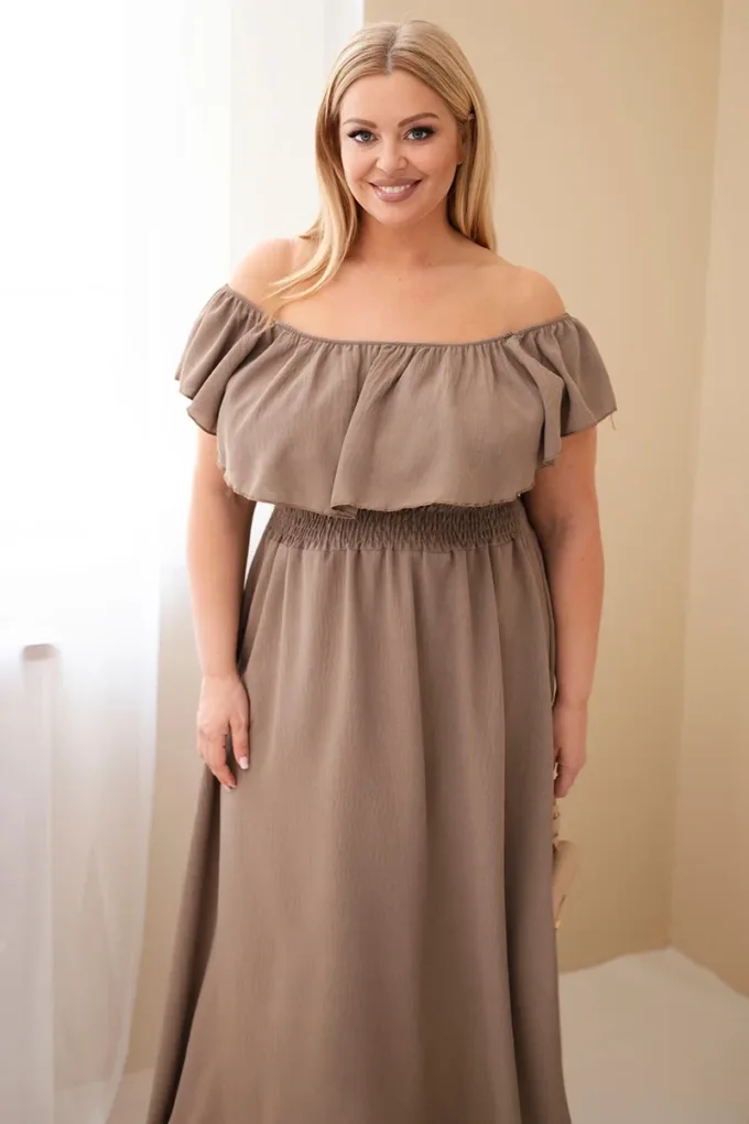 Sukienka damska Plus Size z falbaną i elastyczną talią fango