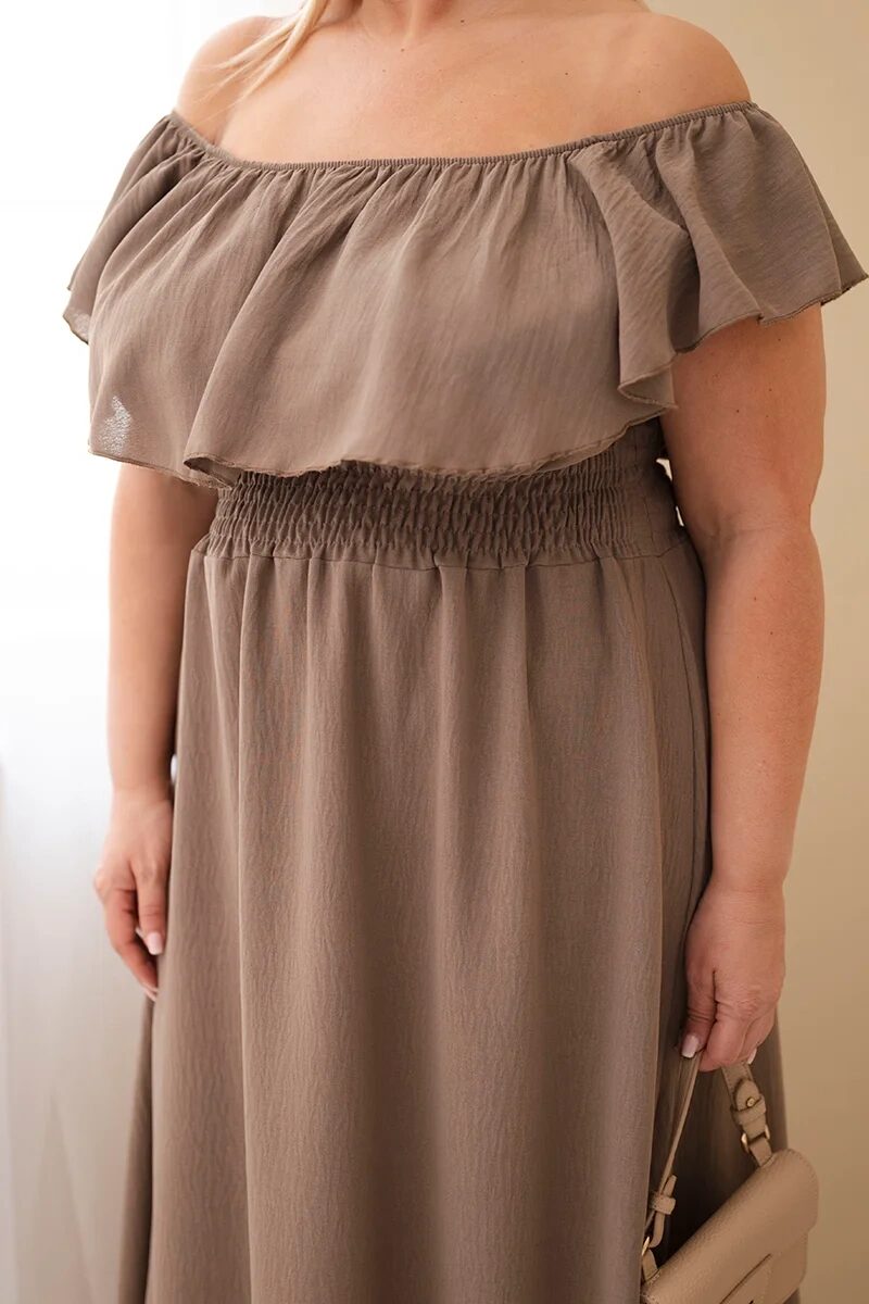 Sukienka damska Plus Size z falbaną i elastyczną talią fango - obrazek 4