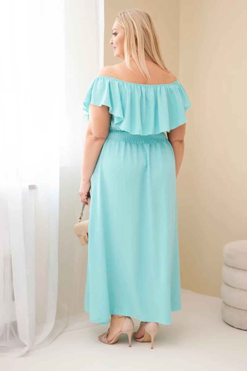 Sukienka damska Plus Size z falbaną i elastyczną talią miętowa - obrazek 3