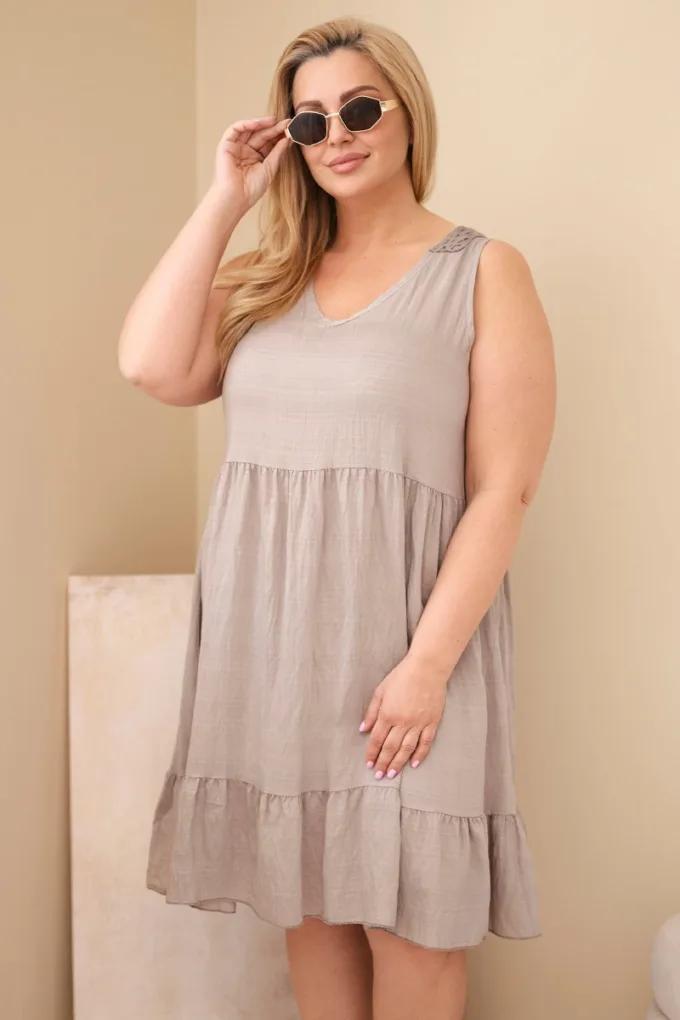 Sukienka damska Plus Size wiskozowa z koronką bez rękawów fango