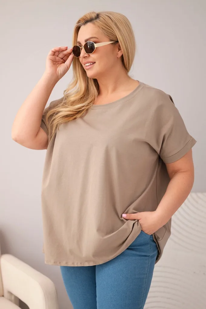 Bluzka damska Plus Size bawełniana z krótkim rękawem fango