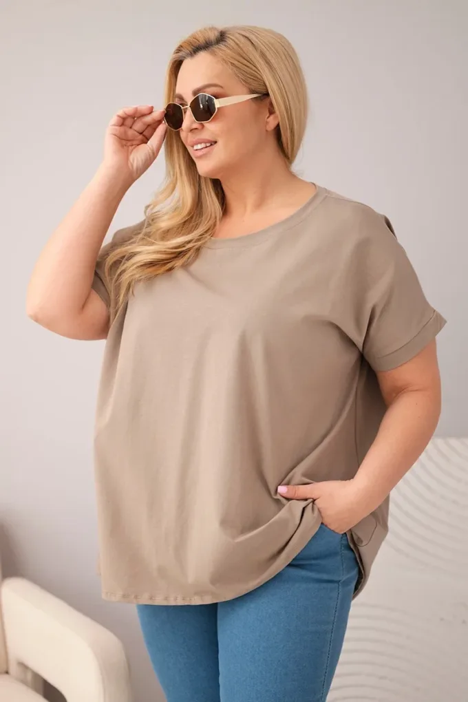 Bluzka damska Plus Size bawełniana z krótkim rękawem fango