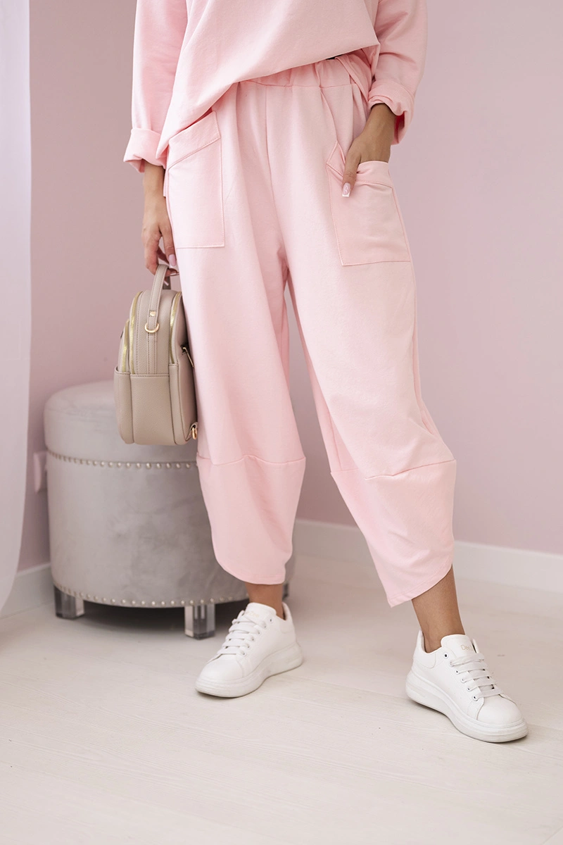 Komplet bawełniany bluza + spodnie pudrowy róż - obrazek 5