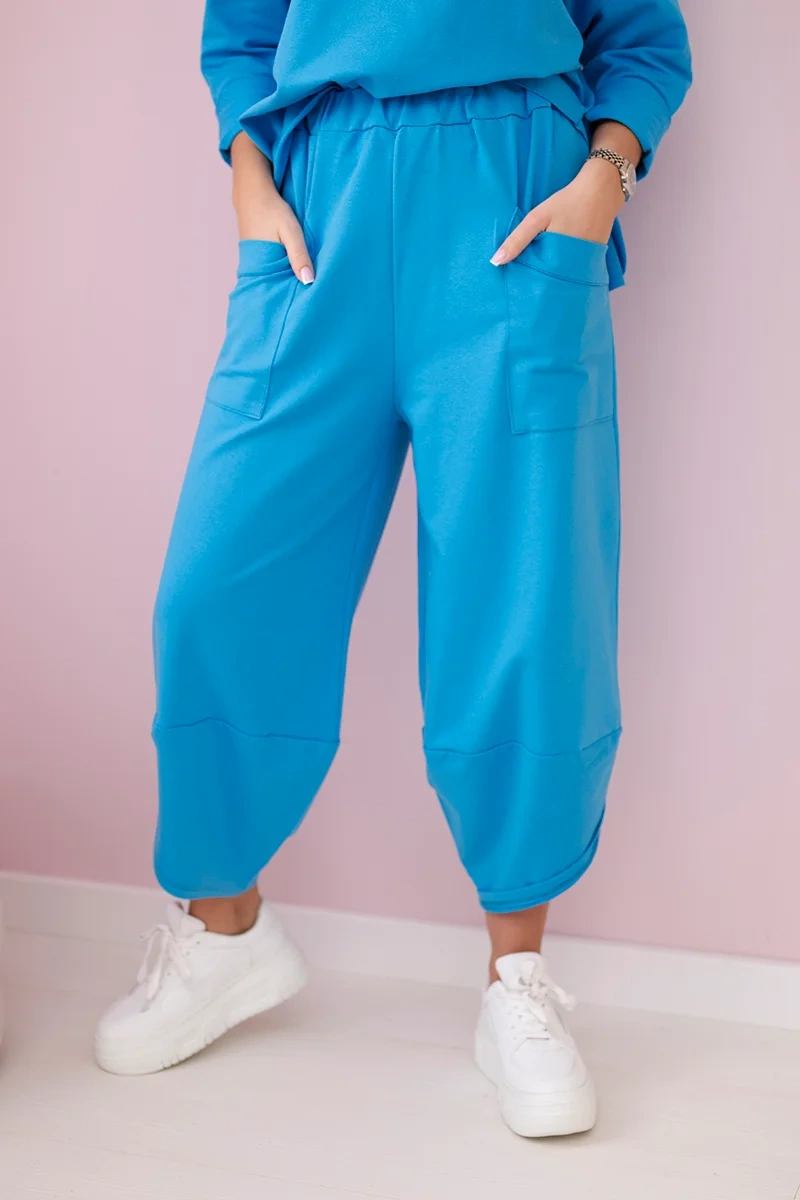 Komplet bawełniany bluza + spodnie turkusowy - obrazek 4