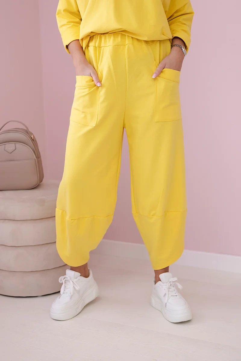 Komplet bawełniany bluza + spodnie żółty - obrazek 4