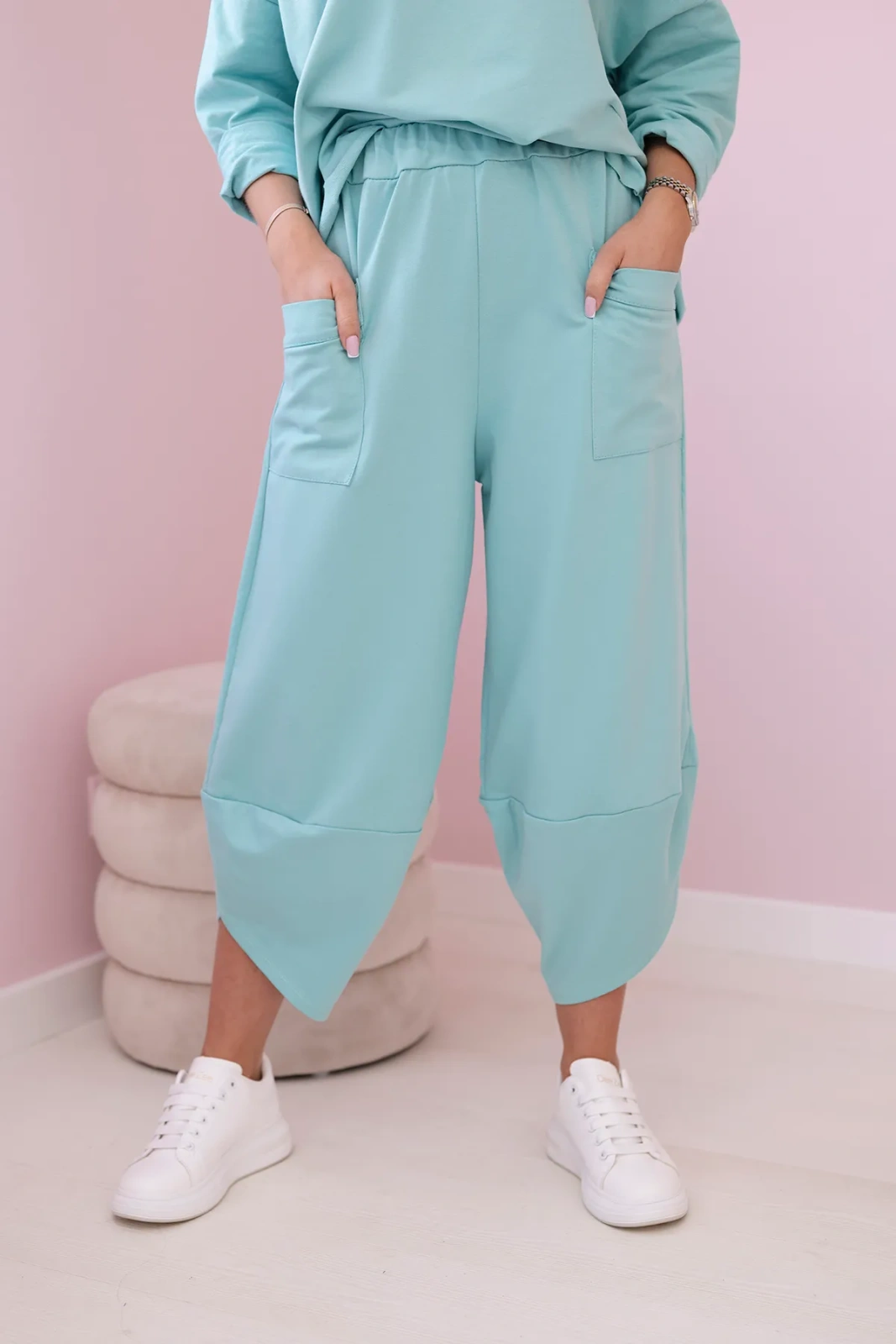 Komplet bawełniany bluza + spodnie jasny miętowy - obrazek 6