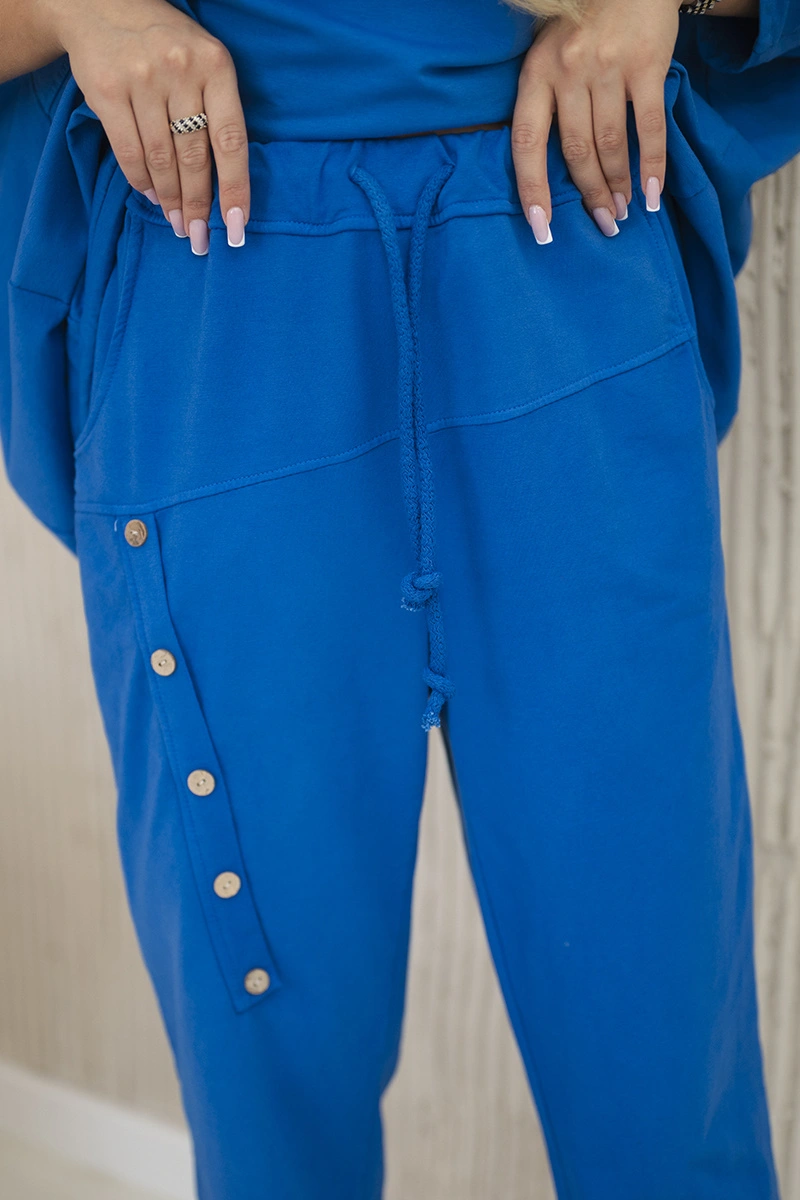 Komplet bawełniany oversize bluza + spodnie chabrowy - obrazek 4