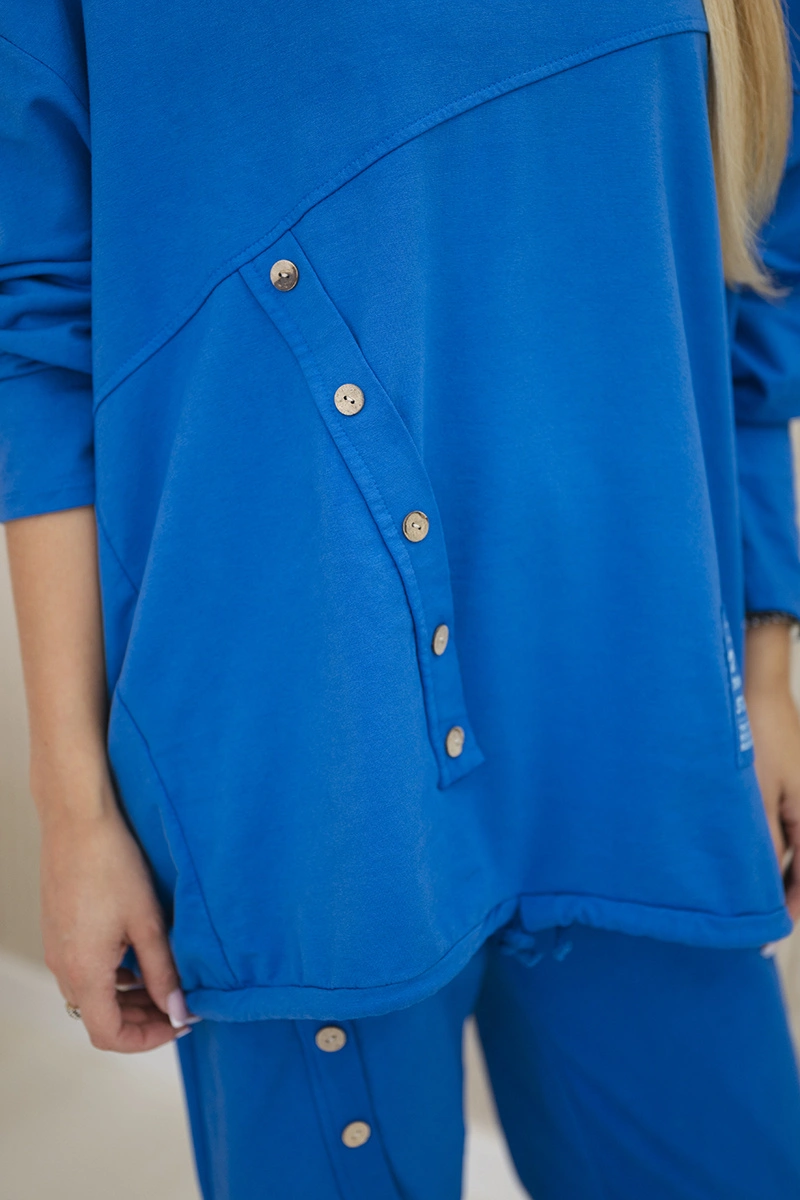 Komplet bawełniany oversize bluza + spodnie chabrowy - obrazek 5