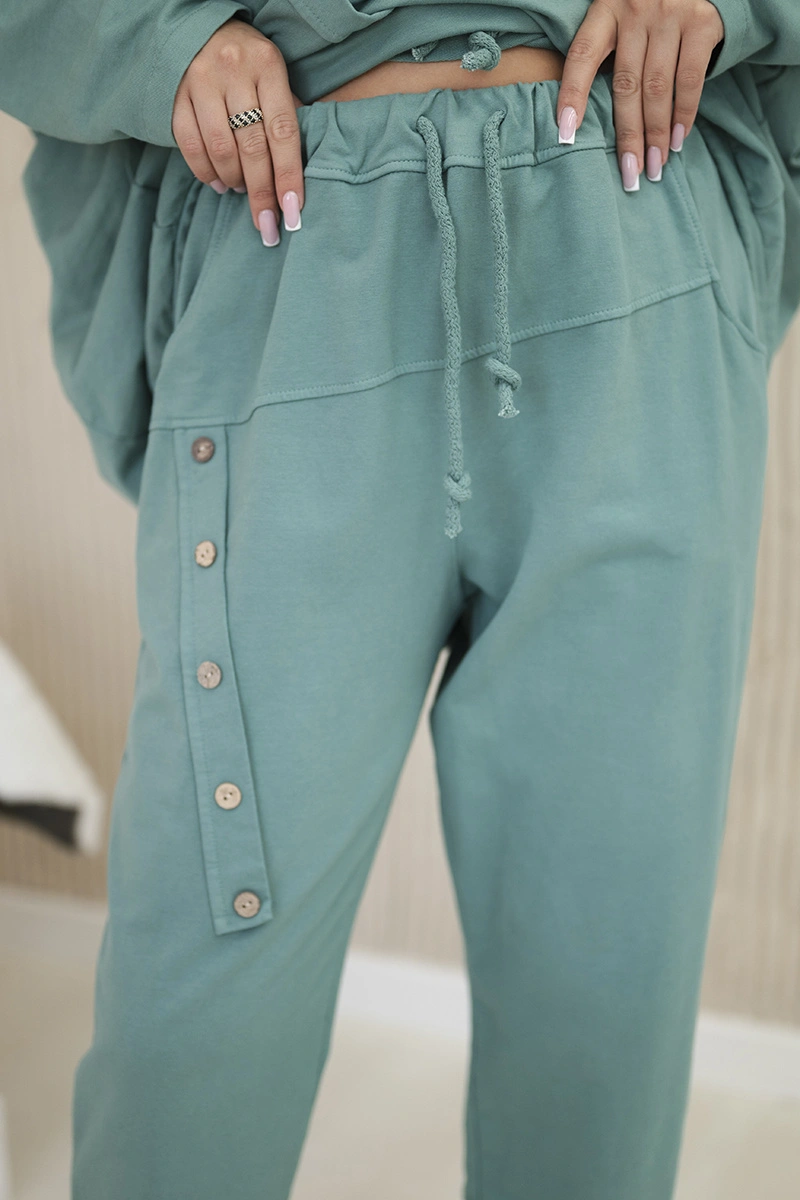 Komplet bawełniany oversize bluza + spodnie ciemny miętowy - obrazek 5