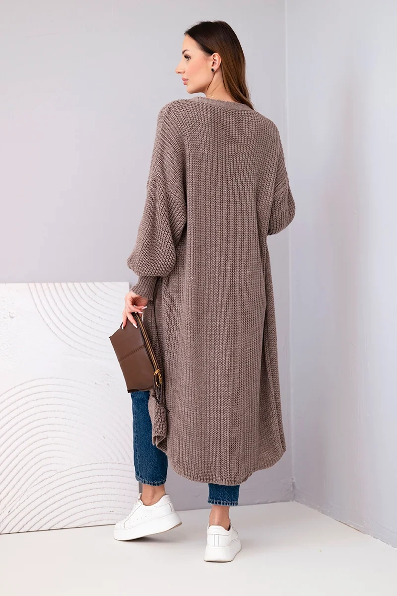 Sweter długi kardigan fango - obrazek 3
