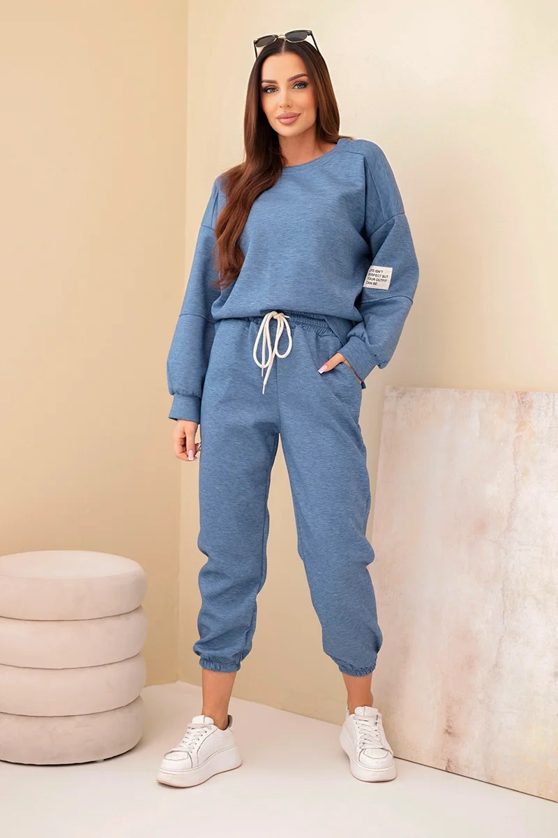Komplet bluza + spodnie masełko jeansowy melanż - obrazek 2