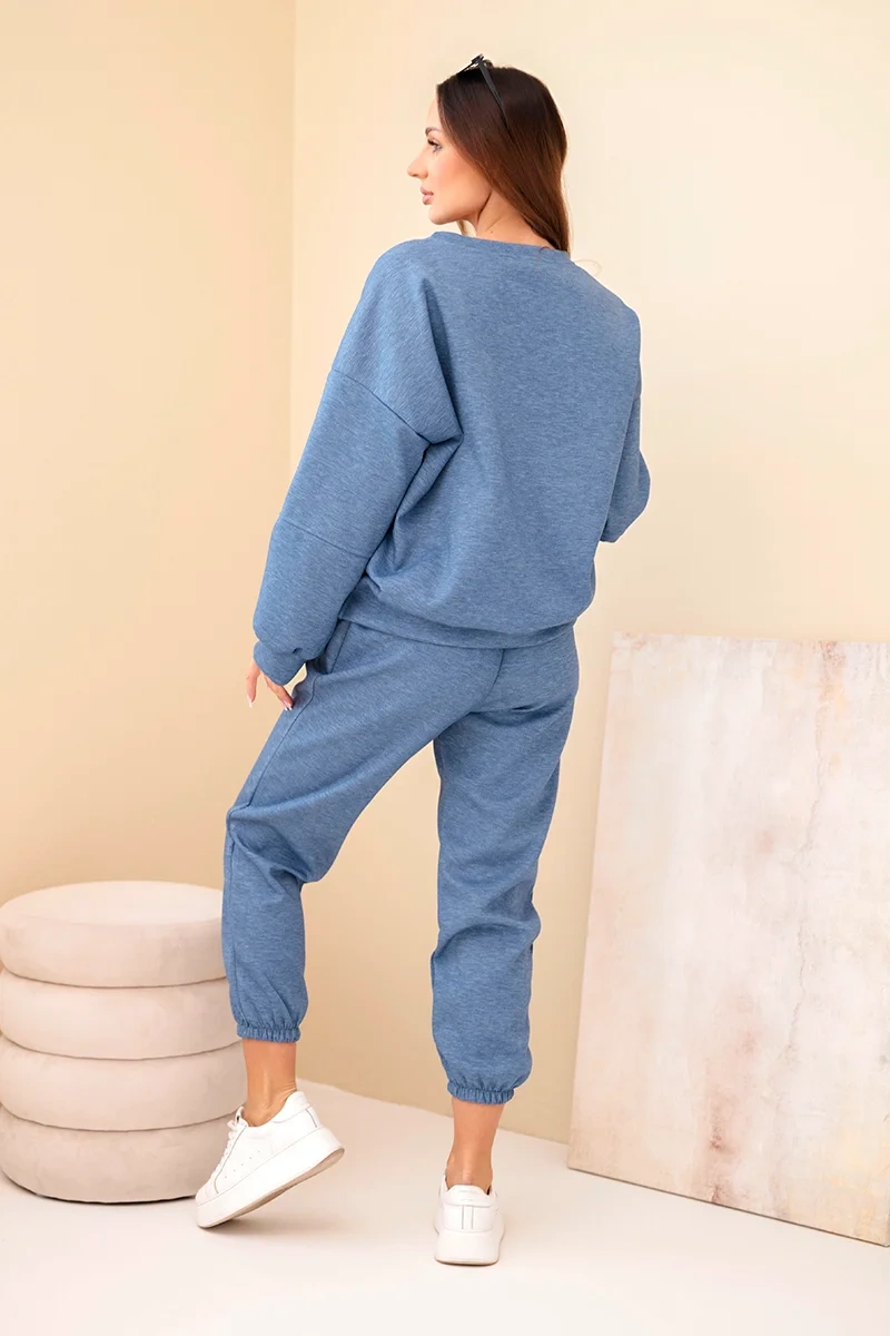Komplet bluza + spodnie masełko jeansowy melanż - obrazek 3