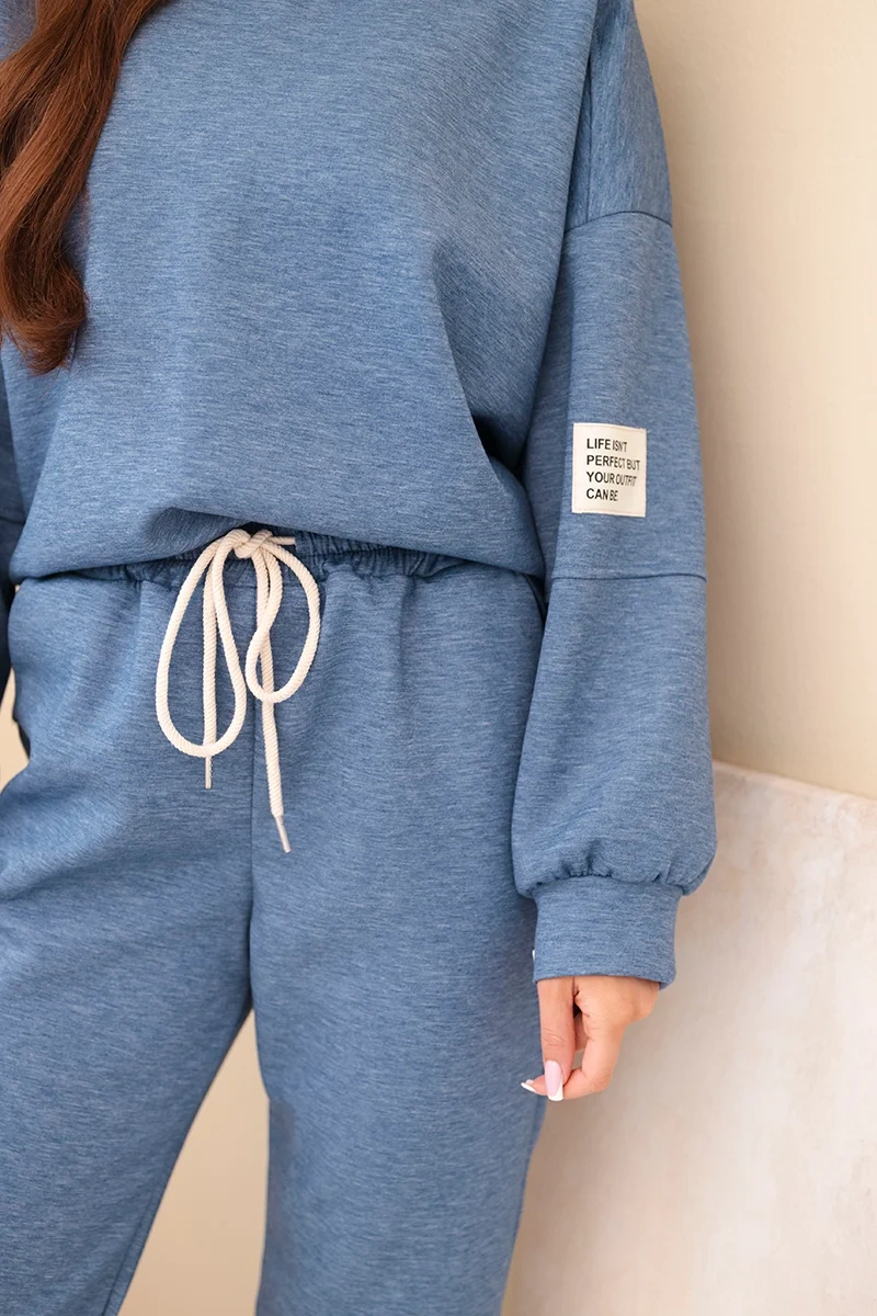 Komplet bluza + spodnie masełko jeansowy melanż - obrazek 4