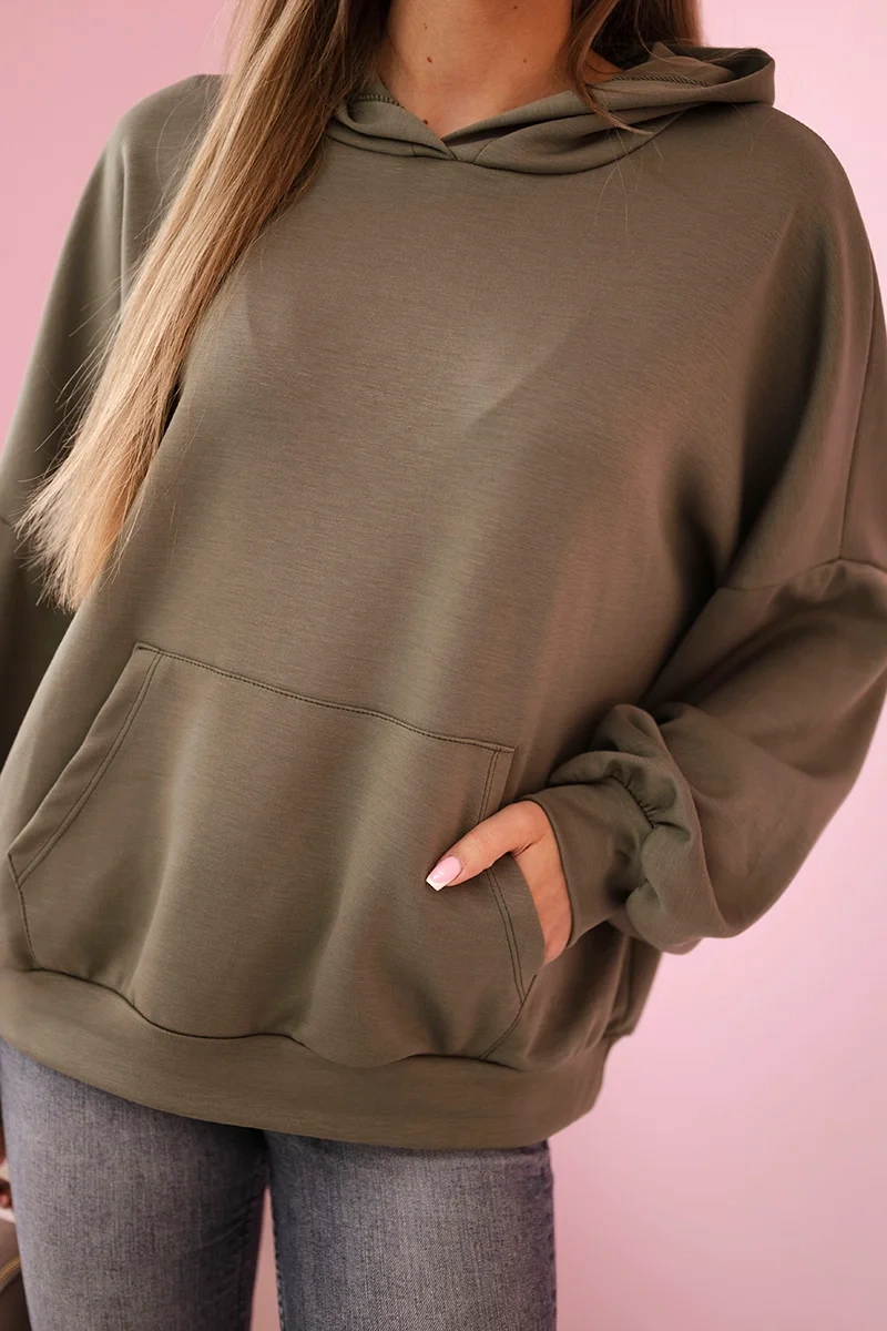 Bluza z kapturem masełko khaki - obrazek 4