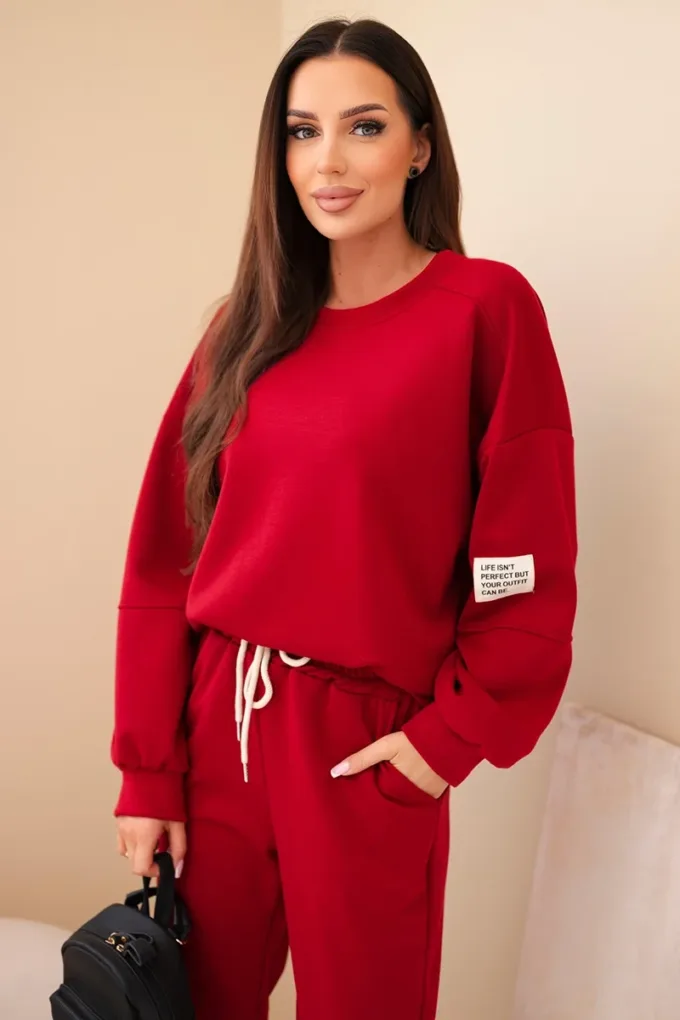 Komplet bluza + spodnie masełko bordowy