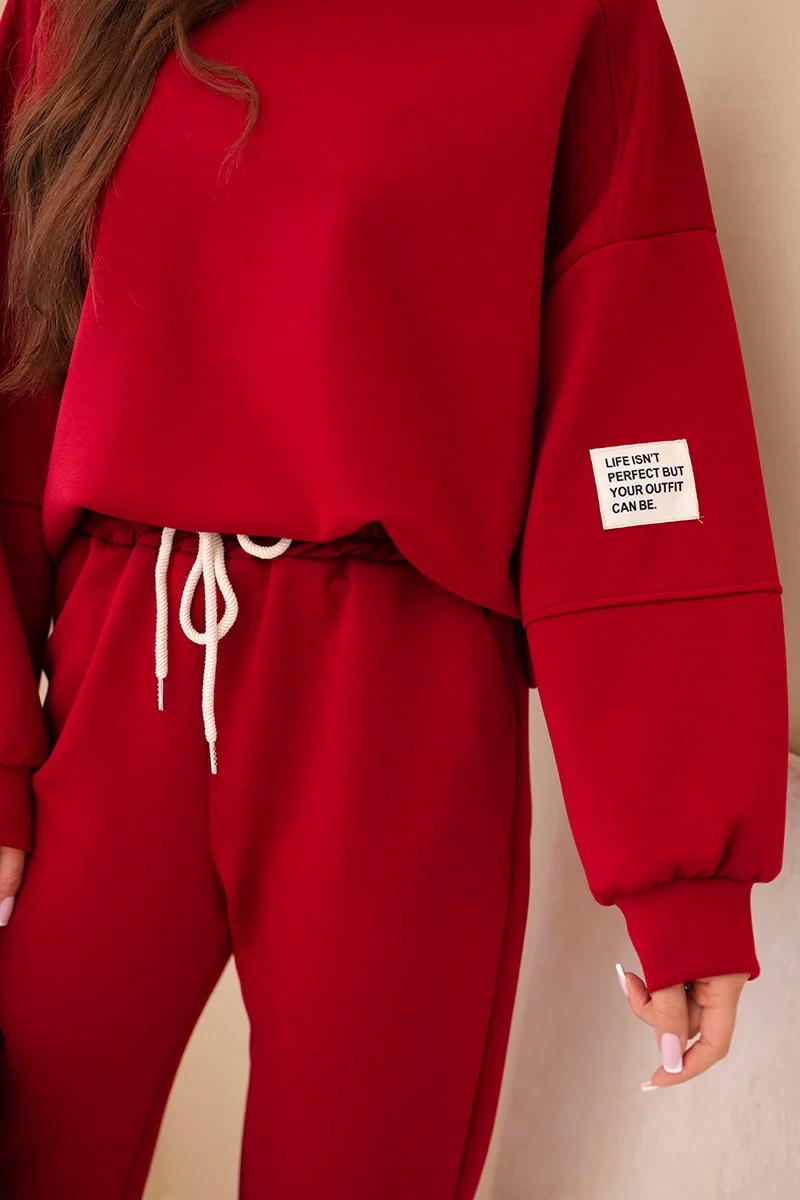 Komplet bluza + spodnie masełko bordowy - obrazek 4