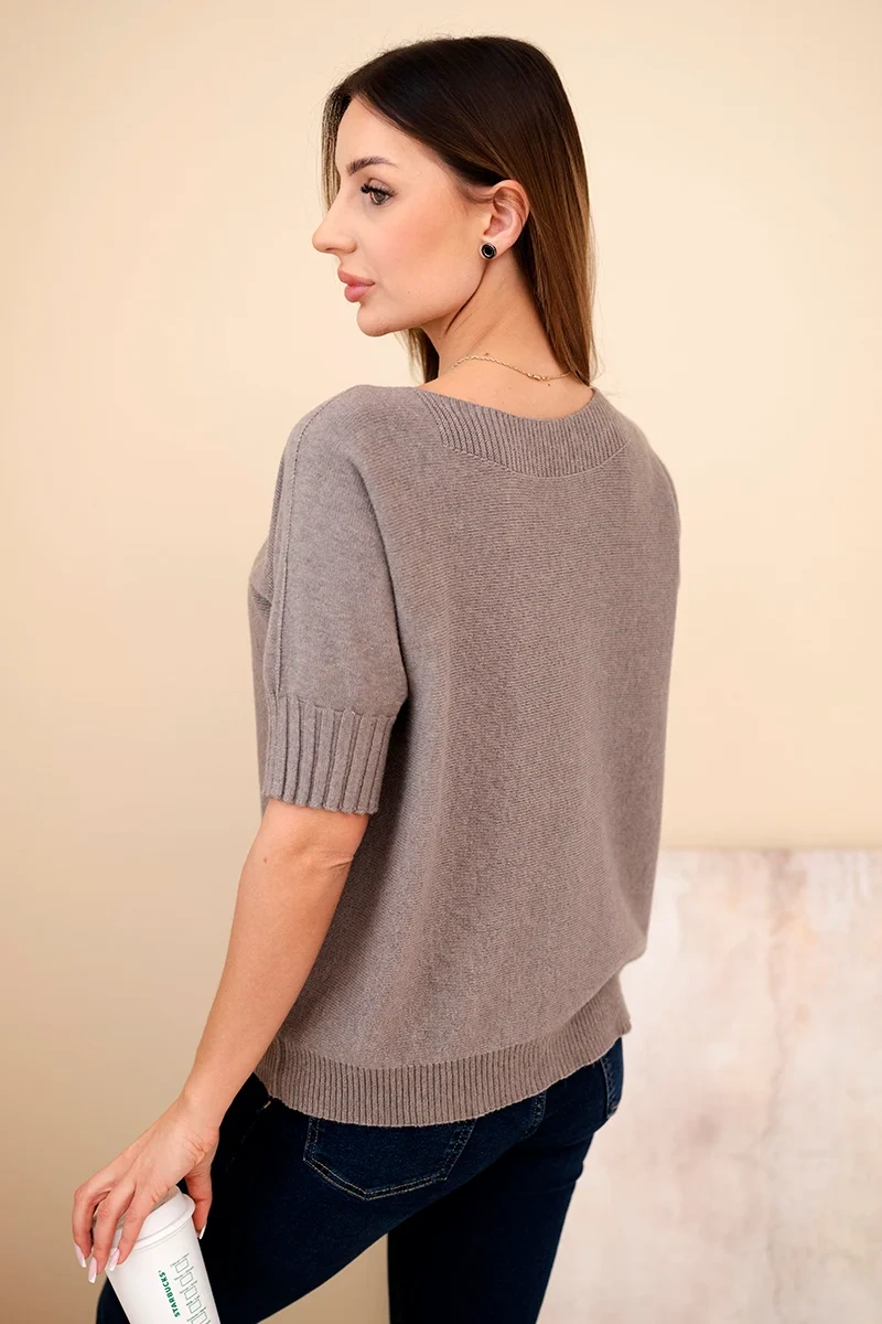 Sweter damski z wiskozy z krótkim rękawem fango - obrazek 3