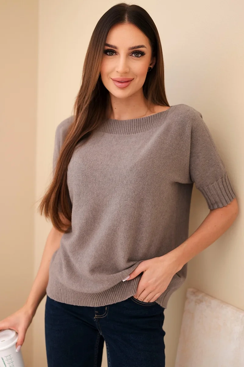 Sweter damski z wiskozy z krótkim rękawem fango