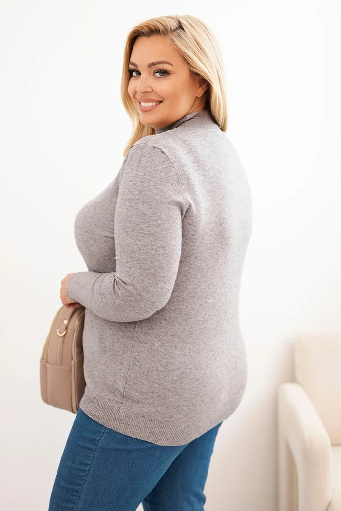 Sweter damski Plus Size z wiskozy z golfem szary - obrazek 3
