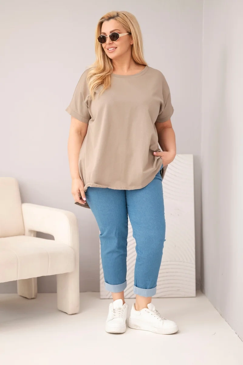 Bluzka damska Plus Size bawełniana z krótkim rękawem fango - obrazek 3