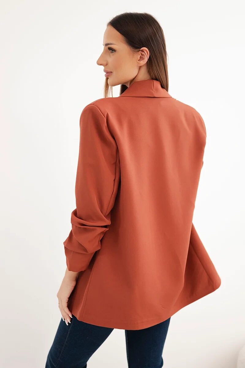 Marynarka z klapami elegancka ruda - obrazek 3