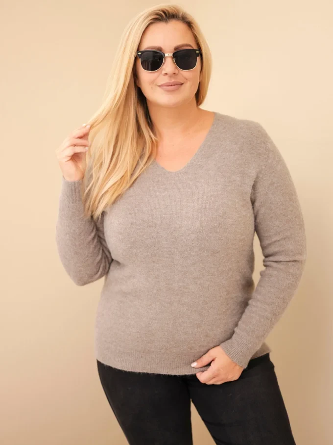 Sweter damski Plus Size z baby alpaki z długim rękawem fango